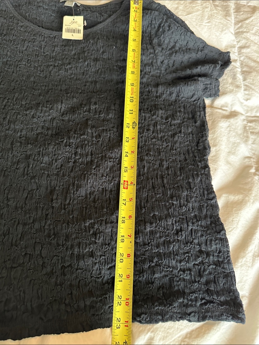 NWT J. Jill Black Crinkle Short-Sleeve Tee - Picture 5 of 6